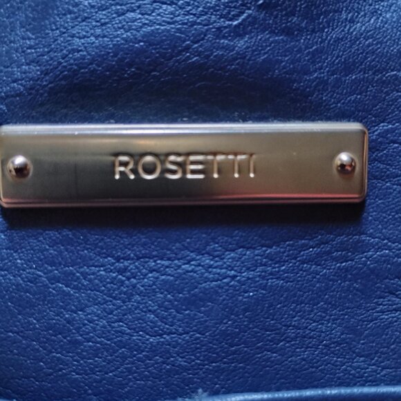 Rosetti Navy Blue & Tan Faux Leather Tote Bag with Multiple Pockets - Picture 2 of 8